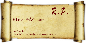 Riez Péter névjegykártya