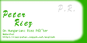 peter riez business card